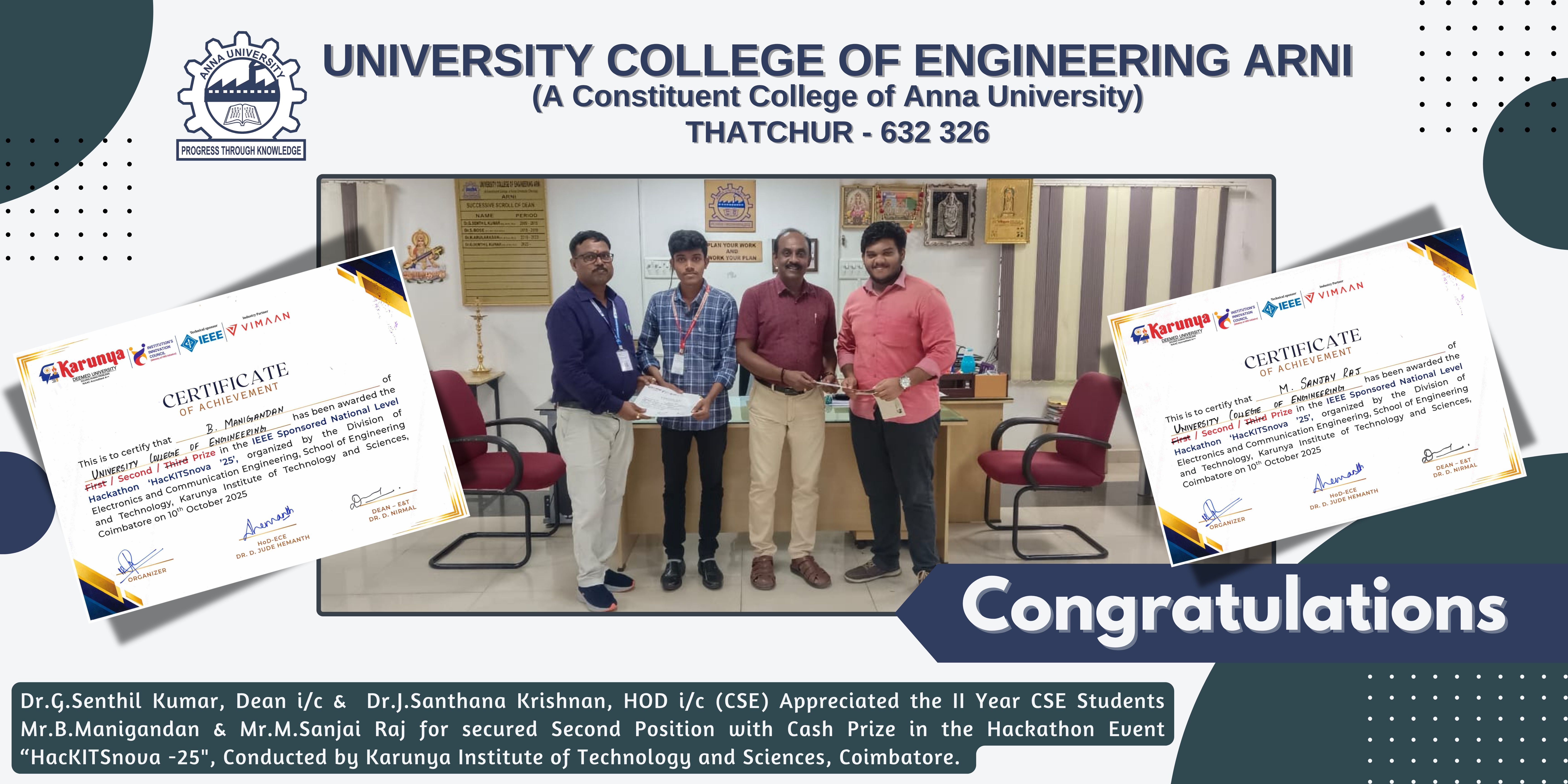 Hackathon Winner - CSE II Year